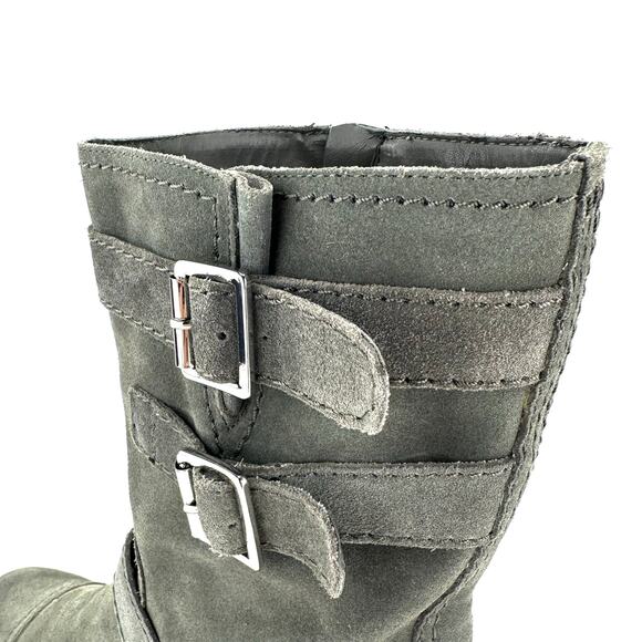 Marc Fisher Arianna Women Gray Moto Boot Size 9 Suede Block Heel Mid-Calf Bootie - Picture 9 of 15
